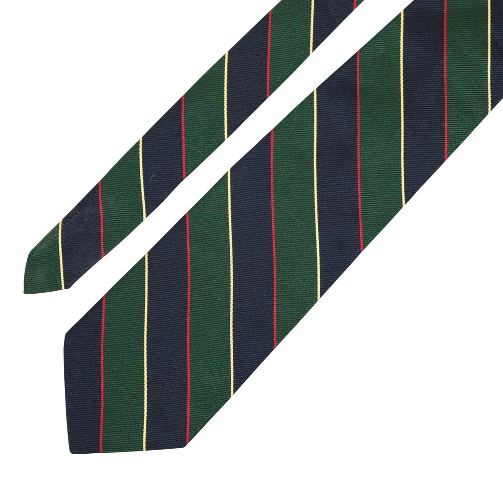 VTG Brooks Brothers Tie Regimental Repp Stripe Navy Green Silk 3.5" Wide USA